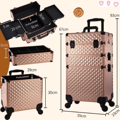 Mala Trolley Profissional Estética 3 em 1 Gold