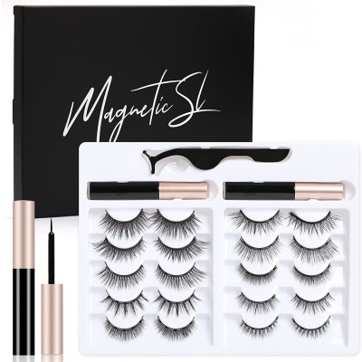 Pestanas Magnéticas Aparência Natural Reutilizáveis sem Cola 10 Pares
