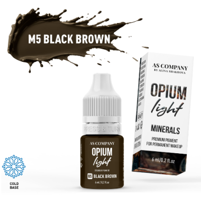 Frasco e caixa de pigmento para maquilhagem permanente OPIUM light M5 Black Brown