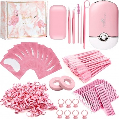 Kit de Extensão de Pestanas Pink ou Preto com Vários Acessórios🌸