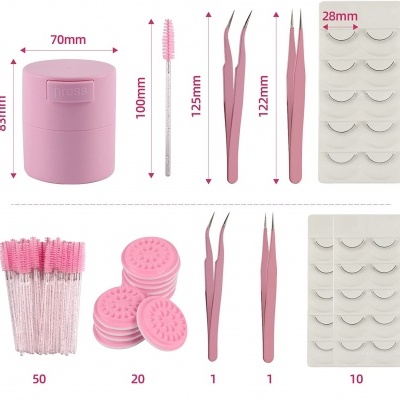 🌸 Kit Ferramentas Extensão de Pestanas Cor de Rosa