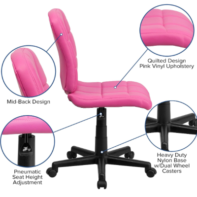 🌸 Cadeira Giratória Acolchoada Cor Rosa