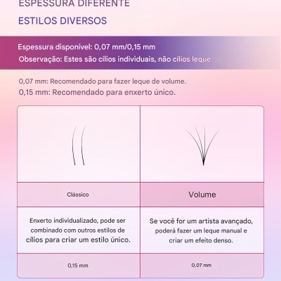 Pestanas Coloridas Nagaraku 0.07 D - Vários Tamanhos