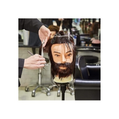 Cabeça de Treino Masculino Cabeleireiro e Barbeiro 100% Cabelo Humano