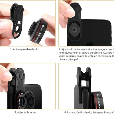 Kit 4 em 1 Lente Macro 25x para Fotos Pestanas Sobrancelhas Lábio Unhas