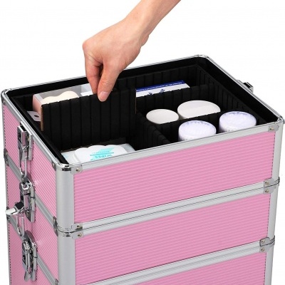 🌸 Mala XXL Profissional Trolley Extensível 4 em 1 Rosa