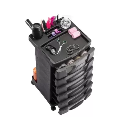 Carrinho Cabeleireiro Beauty Care – Rodas e 6 Gavetas - Preto