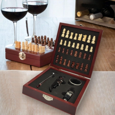 🎁Kit Vinho e Xadrez com Guia de Combinação Perfeita