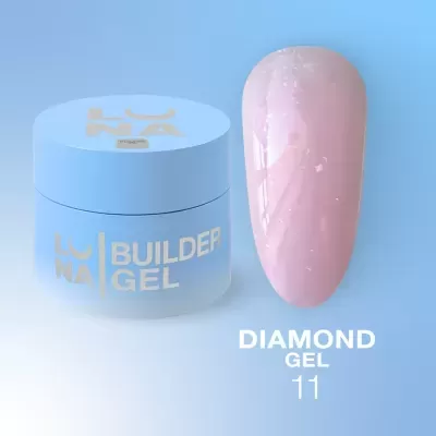 Diamond Gel Nº11 – Gel Construção Rosa Glitter Holográfico – 15 ml LUNAmoon