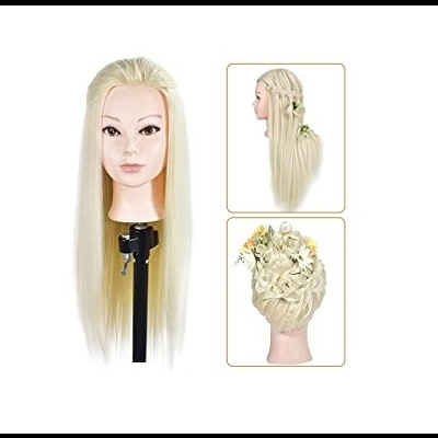 Cabeça de Treino Loiro Sintético 69Cm + Suporte