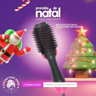 💥 EM ALTA: Escova Elétrica Alisadora Secadora 3 em 1