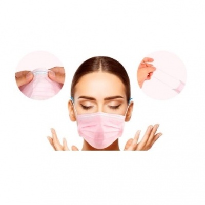 🌸 Máscaras Cirúrgicas Descartáveis Rosa - 50und