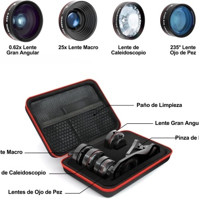 Kit 4 em 1 Lente Macro 25x para Fotos Pestanas Sobrancelhas Lábio Unhas