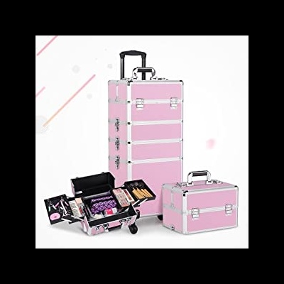 🌸 Mala XXL Profissional Trolley Extensível 4 em 1 Rosa