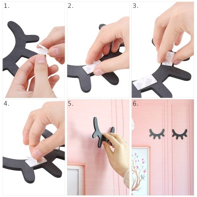 Par de Pestanas Madeira Mdf 15cm Preto Decoração