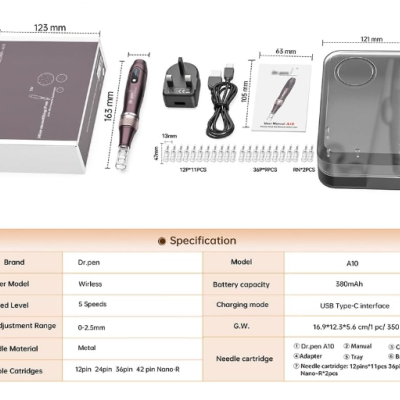 Kit Dr.Pen A10 DermaPen Microneedling Caneta sem Fios + 22 Recargas