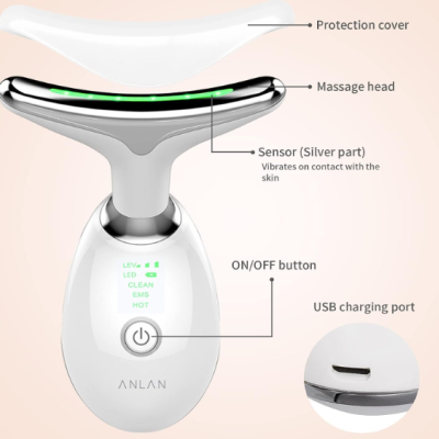 Massajador EMS Lifting & 45 °C Rosto Pescoço