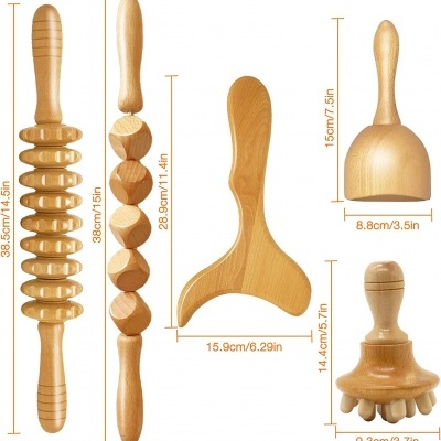 Kit 5 Peças de Maderoterapia Drenagem Linfática e Massagem