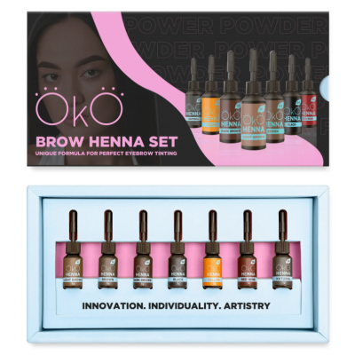 Kit de Henna Sobrancelhas em Pó 7 Cores OKO Power 5g - PRÉ-VENDA📍