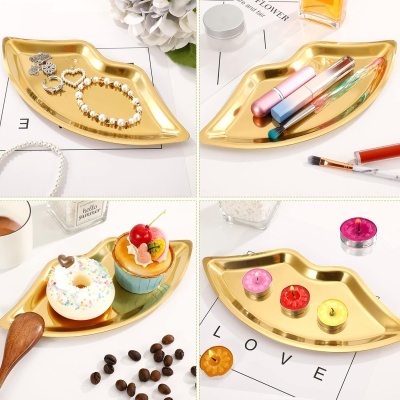 Bandeja Lábio Dourada Inox