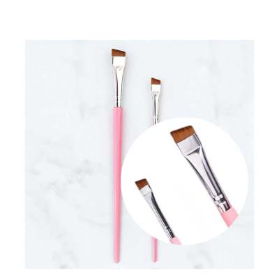 Kit 2 Pincéis Chanfrados Rosa – Precisão para Lash Lifting, Brow Lamination e Henna