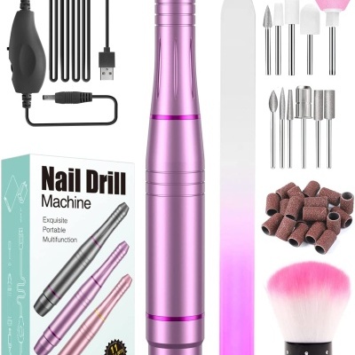 🌸 Kit Broca de Manicure e Pedicure Velocidade Ajustável Cores Variadas