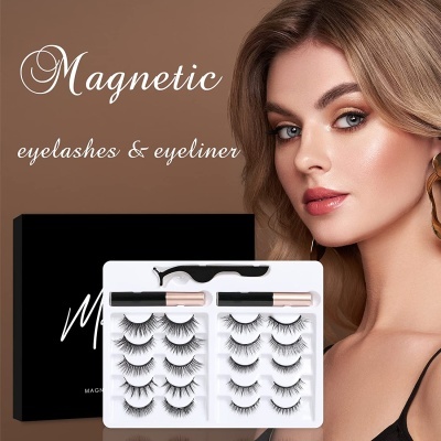 Pestanas Magnéticas Aparência Natural Reutilizáveis sem Cola 10 Pares