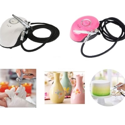 🌸 Aerógrafo com Mini Compressor Rosa