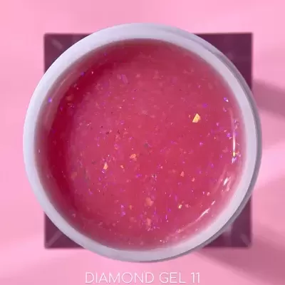 Diamond Gel Nº11 – Gel Construção Rosa Glitter Holográfico – 15 ml LUNAmoon