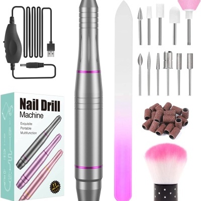 🌸 Kit Broca de Manicure e Pedicure Velocidade Ajustável Cores Variadas