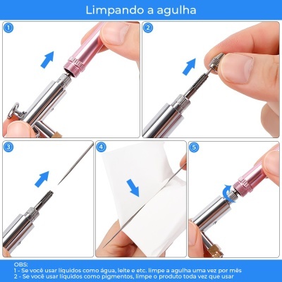 🌸 Aerógrafo com Mini Compressor Rosa