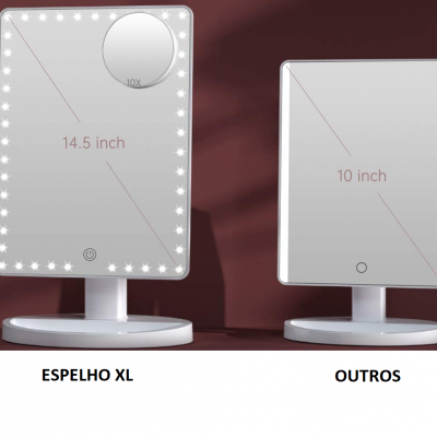 Espelho de Mesa XL LED Ecrã Tátil 360° Ajustável Branco ou Preto