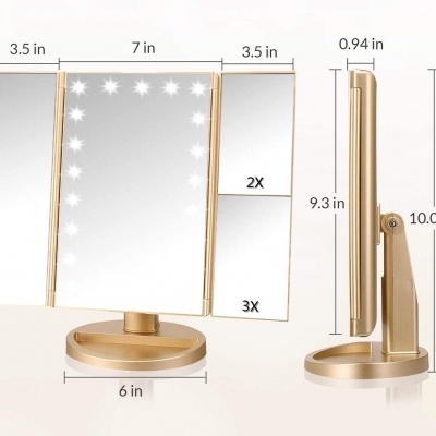 🌸 Espelho com Luzes Led Tríptico com Aumento