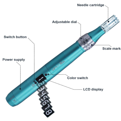 Kit DermaPen Blue Sem Fio + 25 Cartuchos + 2 Baterias