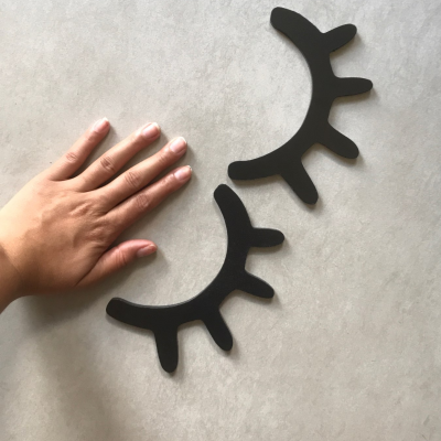 Par de Pestanas Madeira Mdf 15cm Preto Decoração