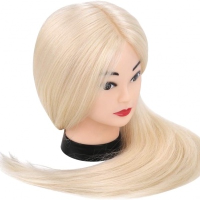 Cabeça de Manequim 60cm com 70% Cabelo Real com Suporte de Mesa + Acessórios