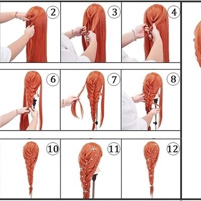 Cabeça de Manequim Red para Treino Cabelo Sintético