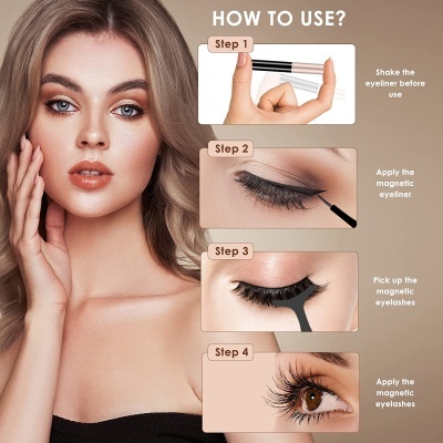 Pestanas Magnéticas Aparência Natural Reutilizáveis sem Cola 10 Pares