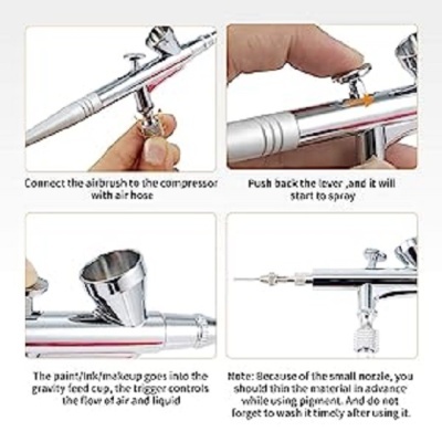 🌸 Aerógrafo com Mini Compressor Rosa