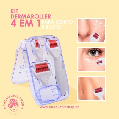 Kit Dermaroller 4 Em 1 Para Corpo E Rosto Com 1200 720 E 300 Agulhas