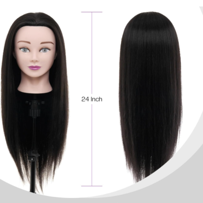 Cabeça de Treino Cabeleireiro com Suporte - Cor Preta