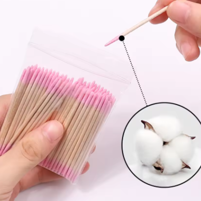 Palito com Algodão Rosa 100 Und