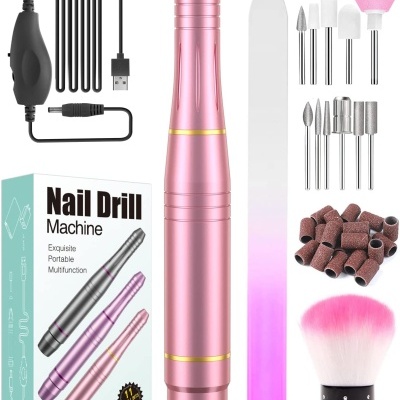 🌸 Kit Broca de Manicure e Pedicure Velocidade Ajustável Cores Variadas