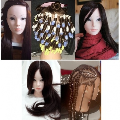 Cabeça de Treino Castanho Escuro Sintético 69Cm + Suporte