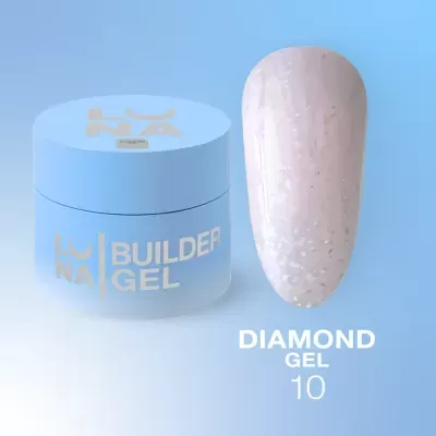 Diamond Gel Nº10 – Gel Construção Pêssego-Claro Glitter – 15 ml LUNAmoon