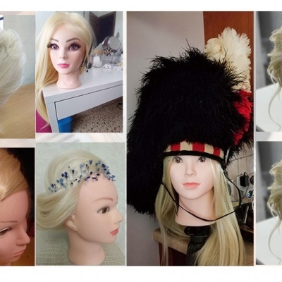 Cabeça de Treino Loiro Sintético 69Cm + Suporte