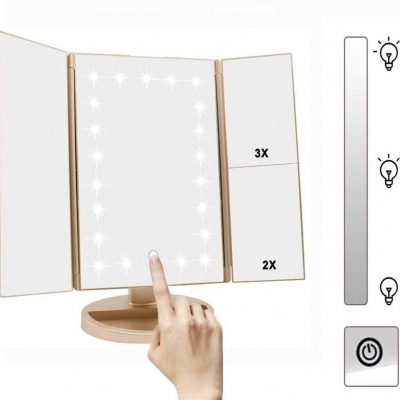 🌸 Espelho com Luzes Led Tríptico com Aumento