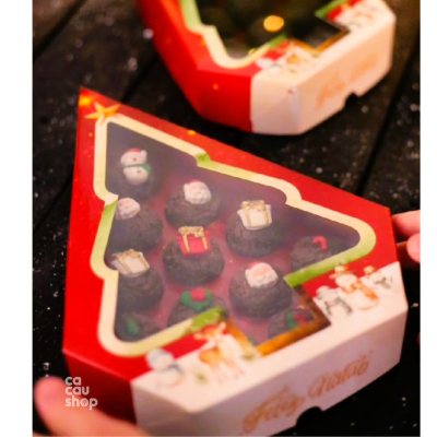 5183 Caixa 12 Doces c/ Visor Árvore - NATAL ENCANTADO -5 Unidades