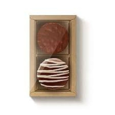 Caixa 2 Pães de Mel Retangular Kraft com Tampa Cristal - 5 unidades