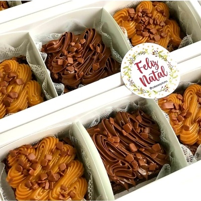 Caixa 3 Pães de Mel Retangular Branca com Tampa Cristal - 5 unidades